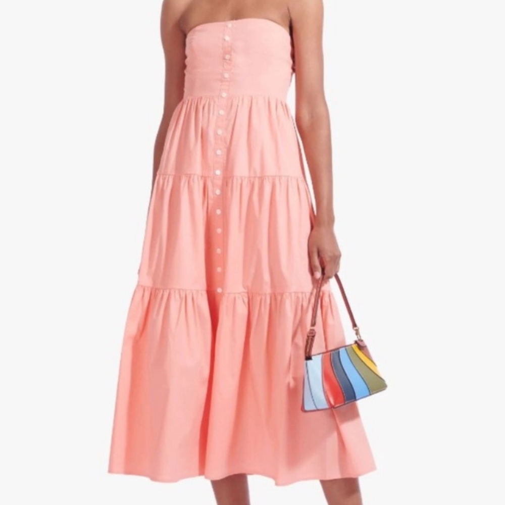 STAUD Strapless Peach Dress